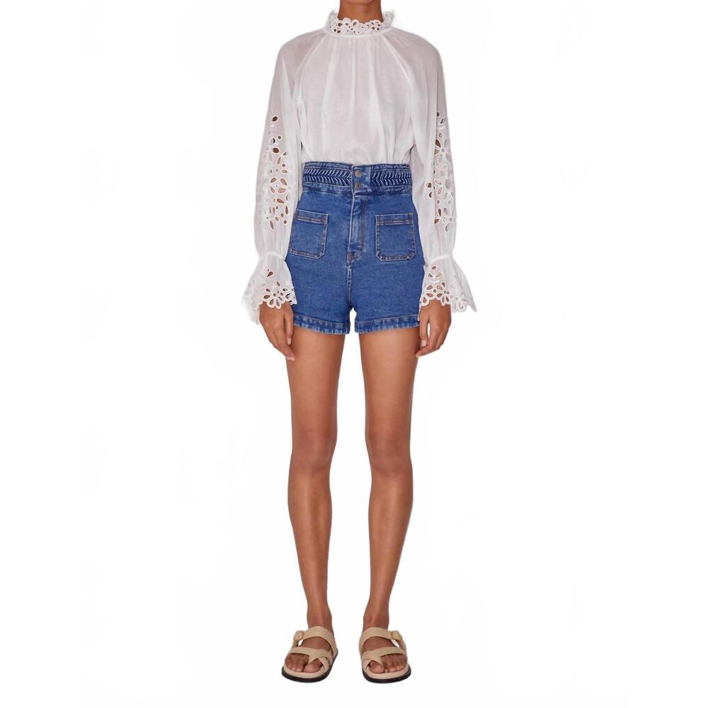 NEW MAGALI PASCAL birkin high waist shorts in blue